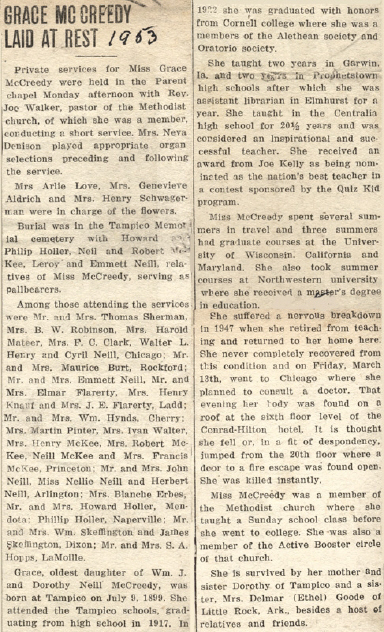Grace McCreedy obit